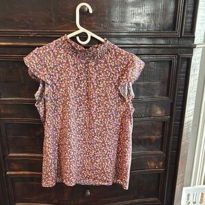 Floral Ruffle Sleeve Women's Top